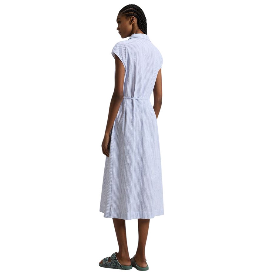 Vestito chemisier in cotone seersucker elasticizzato da donna Woolrich | CFWWDR018631010